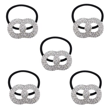 5Pcs Ponytail Holders Crystal Rhinestone Hair Bow Ties Hair Holder Elastics Hair Bands Pigtail Ties for Women Girls Hair Accessories