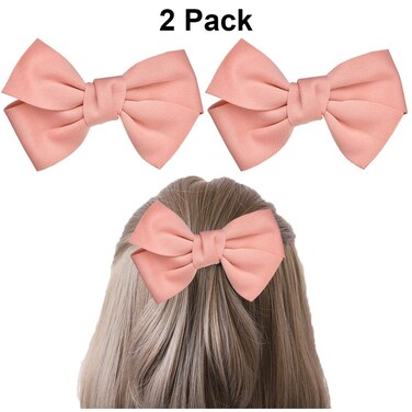Bow Hair Clips Bowknot Barrette Headband Hairband Christmas Women Girls Kids Headdress Headwear Headpiece Party Decoration Cosplay Costume Hair Bands Cute Handmade Hair Accessories 2 Pack Pink