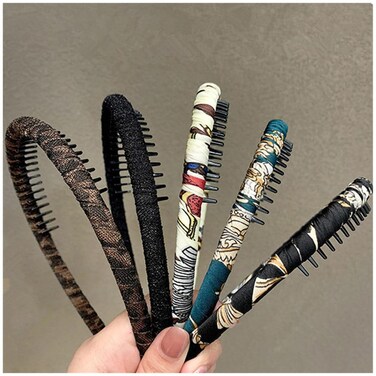 LOVEF 5 Pieces Women's Girls Fashion Headband with Resin Plastic Teeth Comb Hairband Hair Hoop