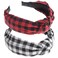 VIVIAN &amp; VINCENT 2 Pack of Womens Vintage Plaid Headbands Headwraps Hair Band Valentines Gifts for Her Buffalo Plaid Black and Red
