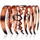 AHONEY 7 Pack Brown Headbands for Women Mens Plastic Headbands with Teeth Non Slip Hairbands for Women's Hair Accessories Comb Headband Diademas Para Mujer (Amber)