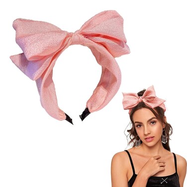 AEGYPIUS Hairband, Large Knotted Bow Headbands for Women, Wide Turban Headband with Bow, Pink, Stylish Hair Accessories for Women and Girls Choice, Versatile for Any Occasion
