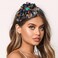 Urieo Boho Flower Headband Blue Printed Hair Band Floral Hair Hoops Wide Hair Accessories for Women