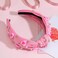 Valentine&rsquo;s Day Headband for Women Love Message Heart Headband Jeweled Crystal Pearl Knotted Headband Red Pink Wide Top Knot Headband Valentine&rsquo;s Day Hair Accessories Gifts (Pink-BE MINE)