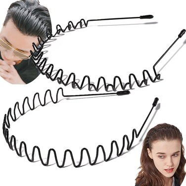 Hairband - Metal Headbands for Women and Men, Adjustable Unisex Hairband with Wavy Spring Wire, Non Slip Head Bands for Washing Face, Make Up, Skicare, Sports, Yoga, Party