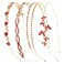 Wecoe Headband 4 Pack - Red Rhinestone Flower Girl Bridal Wedding Headband Crystal Headpiece Flower Leaf Butterfly Metal Headband for Women Girls Gifts