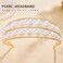 Wedding Pearl Headband Wide Gold Headbands Bride Crown Hairbands Layered Thick Hair Hoop Crystal Embellish Headpiece Women Hair Accessories (Gold2, Free Size)