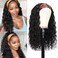 Human Hair Headband Wig Water Wave 26 inch for Black women Wet and Wave Headband Wig Brizilian Virgin Hair Glueless None Lace Front Water Wave Wigs Machine Made Headband Wigs.