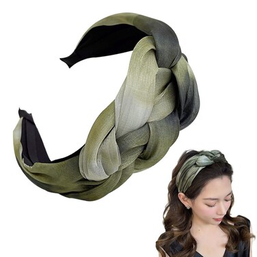 Women's Woven Braided Headband - Fashionable Summer Hairband for Sport, Yoga, and Running (Ocean Green)