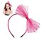 Neon Headband with Bow, Pink Lace Headband Elastic 80s Headband with Lace Retro Pink Bow Headband 80s Hair Accessories for 80s Clothing Theme Party