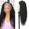 G&amp;T Wig Headband Wigs for Black Women Wet and Wavy Headband Wig Curly Wave Synthetic Wigs Glueless Heat Resistant Long Wigs for Daily Party Use (24 inches)