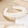 Faux Pearl Headbands for Women Wide White Hairband Velvet Fashion Wedding Hair Accessory for Bridal (White, Normal)