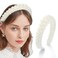 Faux Pearl Headbands for Women Wide White Hairband Velvet Fashion Wedding Hair Accessory for Bridal (White, Normal)