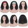 Aisaide Afro Kinky Curly Headband Wig Black Kinky Curly Half Wigs for Black Women Synthetic Short Deep Wave Afro Curly Headband Wig Natural Black Headband Wig Afro Glueless Curly Headband Wig