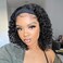 Aisaide Afro Kinky Curly Headband Wig Black Kinky Curly Half Wigs for Black Women Synthetic Short Deep Wave Afro Curly Headband Wig Natural Black Headband Wig Afro Glueless Curly Headband Wig