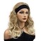 Wiginway Long Curly Wavy Synthetic Wigs with Headband Heat Resistant Fiber Hair Natural Fashion for Women Lady Brown with Blonde Highlights