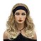 Wiginway Long Curly Wavy Synthetic Wigs with Headband Heat Resistant Fiber Hair Natural Fashion for Women Lady Brown with Blonde Highlights