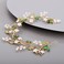 Bridal Cute Flowers Headband for Bride Bridesmaid Green leaf Crystal Hair Piece Beads Hair Vine