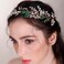 Green leaf Crystal Pearls Rhinestone Bridal Headband for Bride Bridesmaid Pearl Rhinestone Hair Vine for Wedding Women and Girls Gold hair accessories