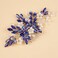 Crystal Rhinestone Hair Comb with Floral Accents, Bride Headpiece, Wedding Hair Accessories, Handmade Hairband for Women and Girls (blue)