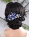Crystal Rhinestone Hair Comb with Floral Accents, Bride Headpiece, Wedding Hair Accessories, Handmade Hairband for Women and Girls (blue)