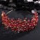 Octwine Vintage Bridal Gold Green Headpiece Handmade Wedding Headband Hair Vine Rhinestoens Headband Bridal Wedding Hair Accessories (Red, Width1.9inches)