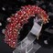 Octwine Vintage Bridal Gold Green Headpiece Handmade Wedding Headband Hair Vine Rhinestoens Headband Bridal Wedding Hair Accessories (Red, Width1.9inches)