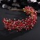 Octwine Vintage Bridal Gold Green Headpiece Handmade Wedding Headband Hair Vine Rhinestoens Headband Bridal Wedding Hair Accessories (Red, Width1.9inches)