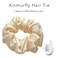 Xinmurffy 100% Mulberry Silk Scrunchies for Women's Hair Floral Print Satin Silk Thick Elastic Hair Ties 19 Momme 3CM (Champagne)
