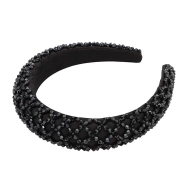 YISSION 1PC Black Rhinestone Headband for Women Girls Non Slip Head Bands Fashion Jeweled Hairband Sparkly Crystal Headbands for Women Bling Hair Accessories for Women Girls Wedding Prom Holiday