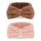 YISSION 2PCS Spa Headband with Bow No Slip Head Band for Face Wash Makeup Skincare Facial Headband Elastic Hair Band Microfiber Headbands for Women Girls (Pink Brown)