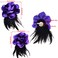 Sanrich 4pack Mexican Flower Hair Clips Large Rose Hairpin Headpieces with Feather Hair Accessories Flower Brooch for Bridal Headpiece,Flamenco Dancer (purple)