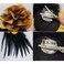 Sanrich 4pack Mexican Flower Hair Clips Large Rose Hairpin Headpieces with Feather Hair Accessories Flower Brooch for Bridal Headpiece,Flamenco Dancer (Gold)