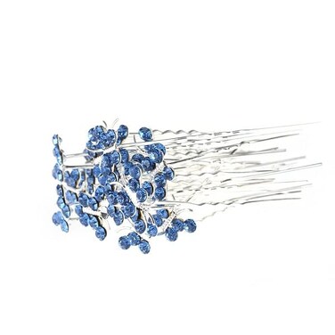 AKOAK 20 Pcs/Lot Women Wedding Bridal Clear Crystal Rhinestone Butterfly Hair Pin Clips Hair Accessories Jewelry Barrettes Headwear（Blue）