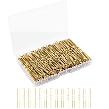 BEoffer U Shaped Hair Pins, 200 Count of Buns Waved Hair Pins for Women Girls with Box for Updos French Twists, Bobby Pins Hairgrip Hair Grip Hairclip Bulk Hair Accessories (Blonde, 2.4 Inch)