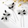 Unicra Bride Wedding Crystal Hair Pins Flower Bridal Hair Pieces Wedding Hair Accessories for Women and Girls Pack of 3 (Black)