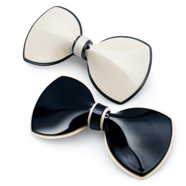 Elegant Hair Clips Resin Hair Barrettes Sparkly Black &amp; White Minimalist Style with Metal Snap Hairpins Glitter for Women (Bow NO.3)