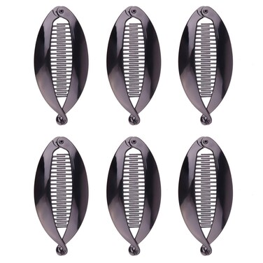 6Pcs Black Plastic Fish Shape Banana Hair Clip Hair Comb - French Fashion Ponytail Shark Clip Hair Clincher Hairgrip DIY Hair Accessories for Women (Length 5.5inch)