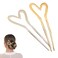 2-Pack Gold Metal U-Shaped Heart Hair Sticks, Hairpins, and Elegant Hair Accessories for Women and Girls