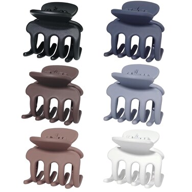 6 Pcs Hair Clips Small Claw Clips for Thin Hair Medium Matte Non-slip Hair Accessories for Women and Girls (Brown Grey)