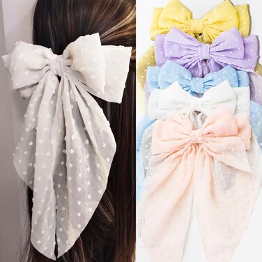 Ayesha Hair Bows 5PCS Big Hair Bows for Women Hair Ribbons Bow Clips Lace Bows Hair Clips Hair Accessories for Women Girls