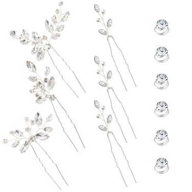 Hair Accessories for Women Wedding Hair Pins Set Jewelry for Girls Silver Flower Pearl Clips Brides Headpieces Bridal Bridesmaids