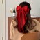 Bright Red Velvet Large Hair Bow Long Tail Bowknot Hair Barrette Clip 8.26 Inch Women Girls Fall Winter Ponytail Holder Hair Accessories