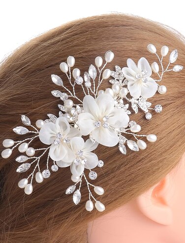 Bride Wedding Hair Comb Flower Women Side Hair Clips Wedding Accessories for Brides and Girls(Off White)
