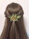 Casdre Flower Bridal Hair Clip Rhinestone Bride Wedding Hair Piece Crystal Hair Barratte Evening Party Hair Accessories for Women and Girls(B Green)