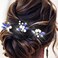 Latious Bride Wedding Hair Pins Pearl Bridal Hair Piece Blue Crystal Hair Clips Rhinestones Hair Accessories for Women and Girls (Pack of 3) (Silver)