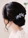Catery Blue Wedding Hair Comb Crystal Bridal Side Clip Rhinestones Bridesmaid Hairpiece Accessories for Brides and Women (Blue)