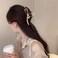 1Pcs Large Metal Hair Claw Clip for Women - Gold Bowknot Design with Pearls, Strong Hold for Long Thick Hair, No Slips Jaw Clamp for Hair Styling