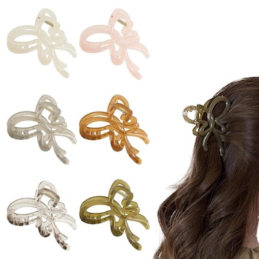 Butterfly Hair Clips for Women Girls,Hair Bows Claw Clips Jelly Butterfly Clips Nonslip Bow Clips Coquette Hair Styling Accessories,6PCS