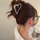 Heart Hair Clip, Metal Sliver, Valentine's Day Hair Accessories, No Slip Heart-Shape Claw for Thick &amp; Thin Hair, 3.14 inches, Women Girls Hair Styling